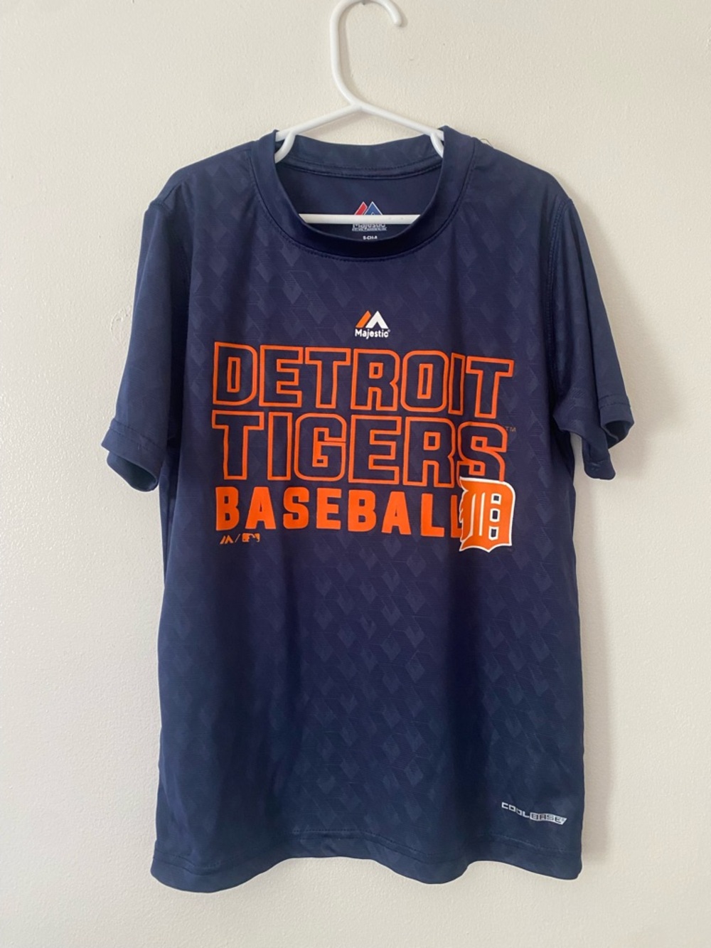Boys Majestic Navy & Orange Detroit Tigers Baseball Tee